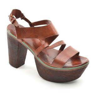 rag & bone Newport Brown Cork Platform Heel Sandals 40